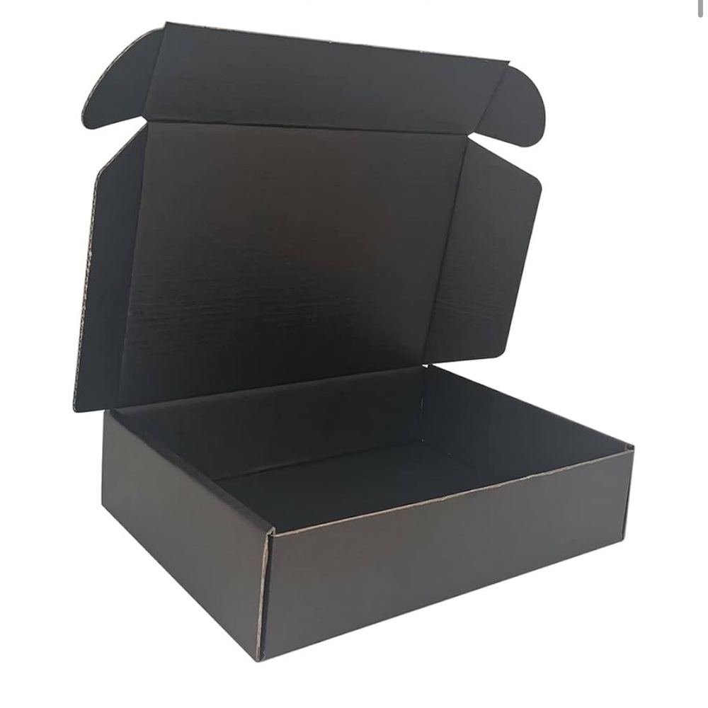 🫶 qty 10 black Corrugated Shipping Mailing Boxes 9”x6”x2” and Thank You Stickers